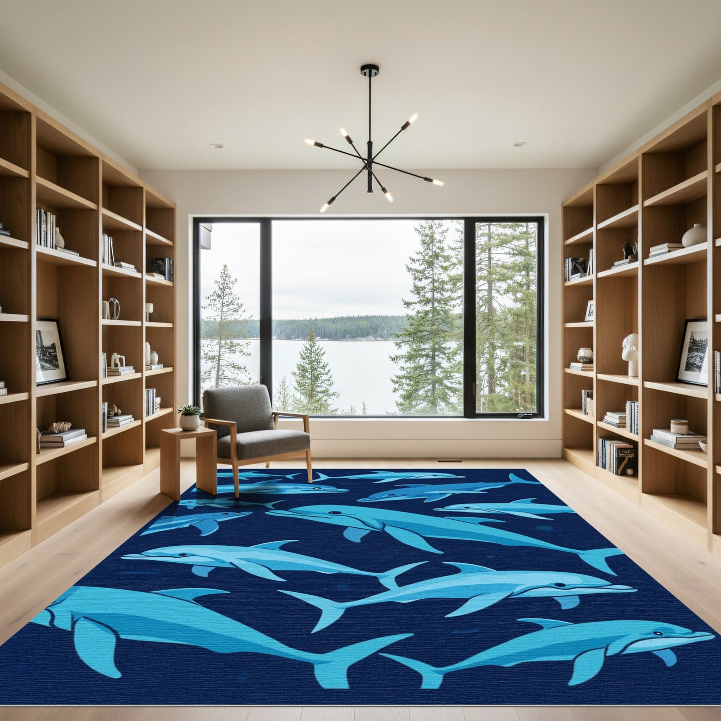 Ocean Blue Dolphin Collective Gathering Rug