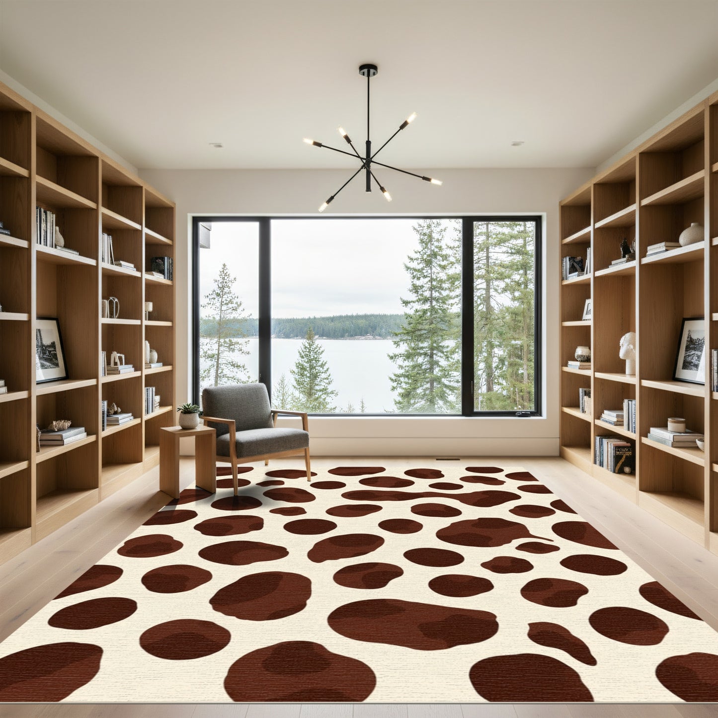 Brown Spotted Cow Hide Pattern Rug