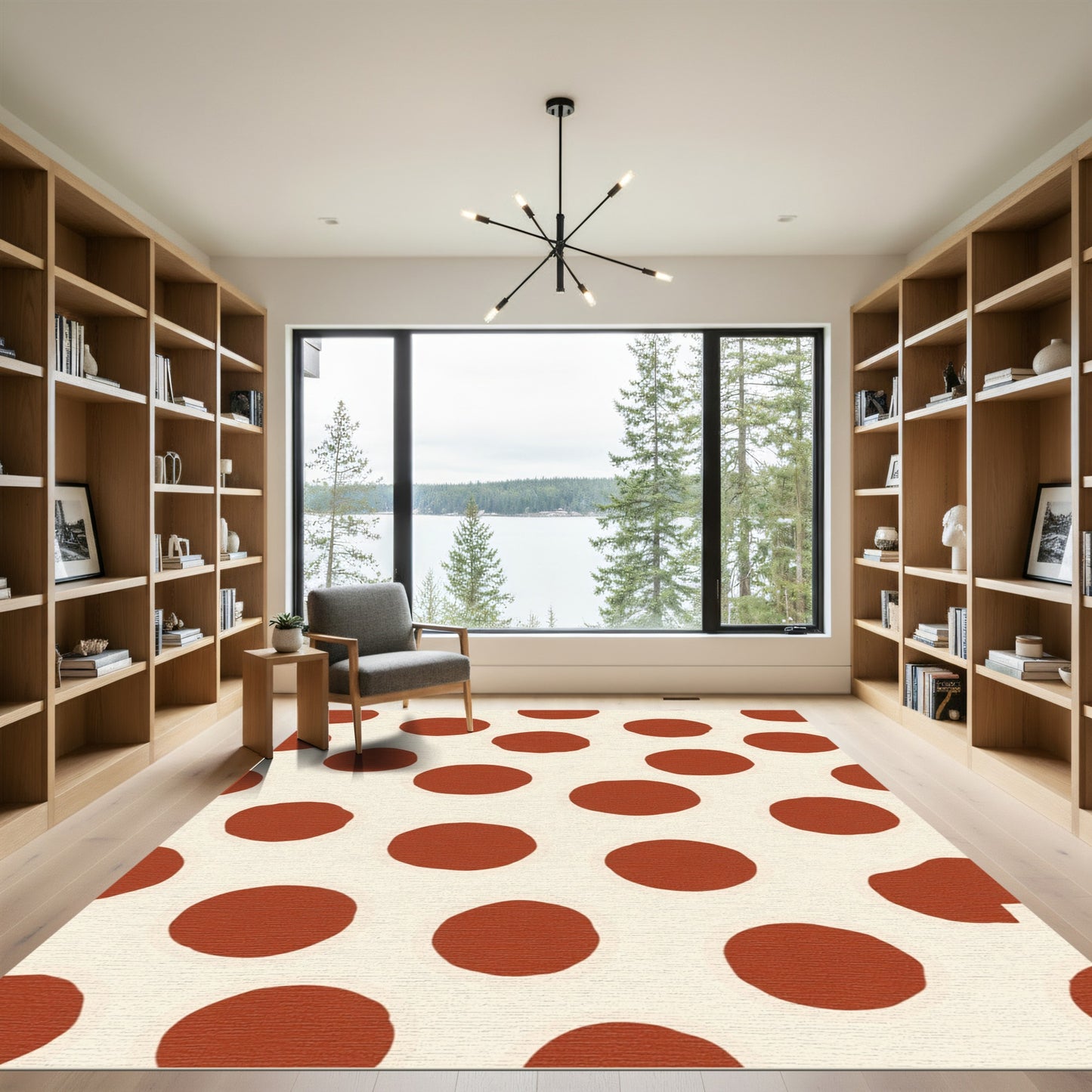 Terracotta Polka Dot Cream Rug