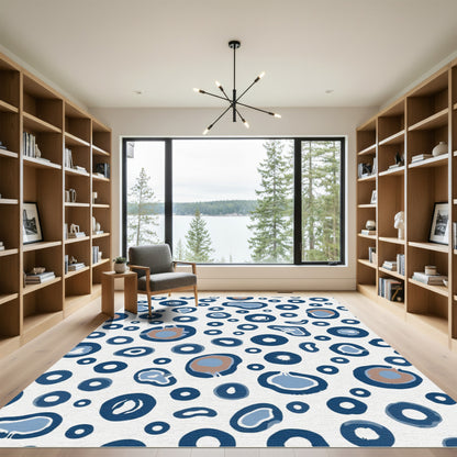 Navy Blue Abstract Spot Scatter Rug