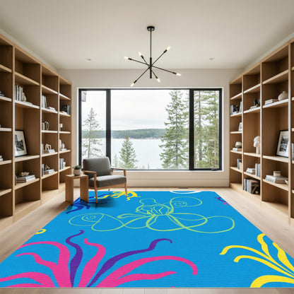 Whimsical Blue Coral Scape Rug