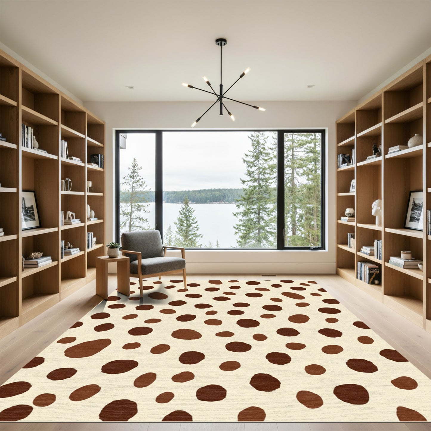 Earthy Brown Spotted Animal Hide Rug