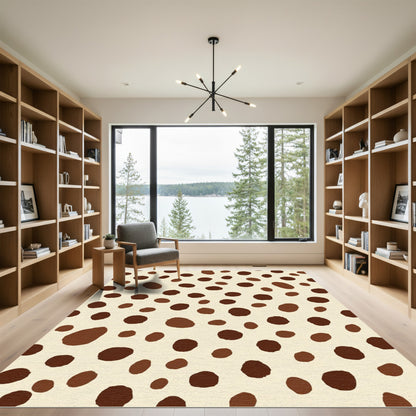 Earthy Brown Spotted Animal Hide Rug