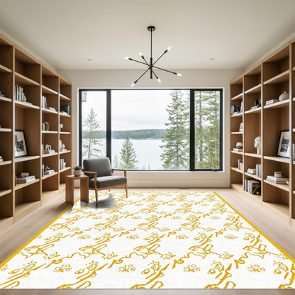 Golden Dog Bone Houndstooth Rug
