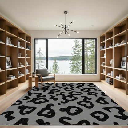 Gray Black Abstract Spots Rug