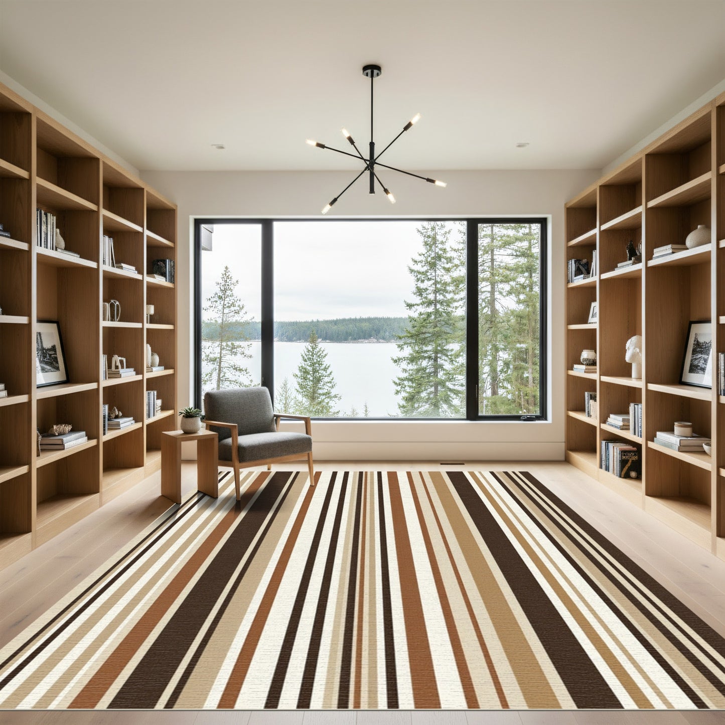 Rich Earth Tone Parallel Bands Rug