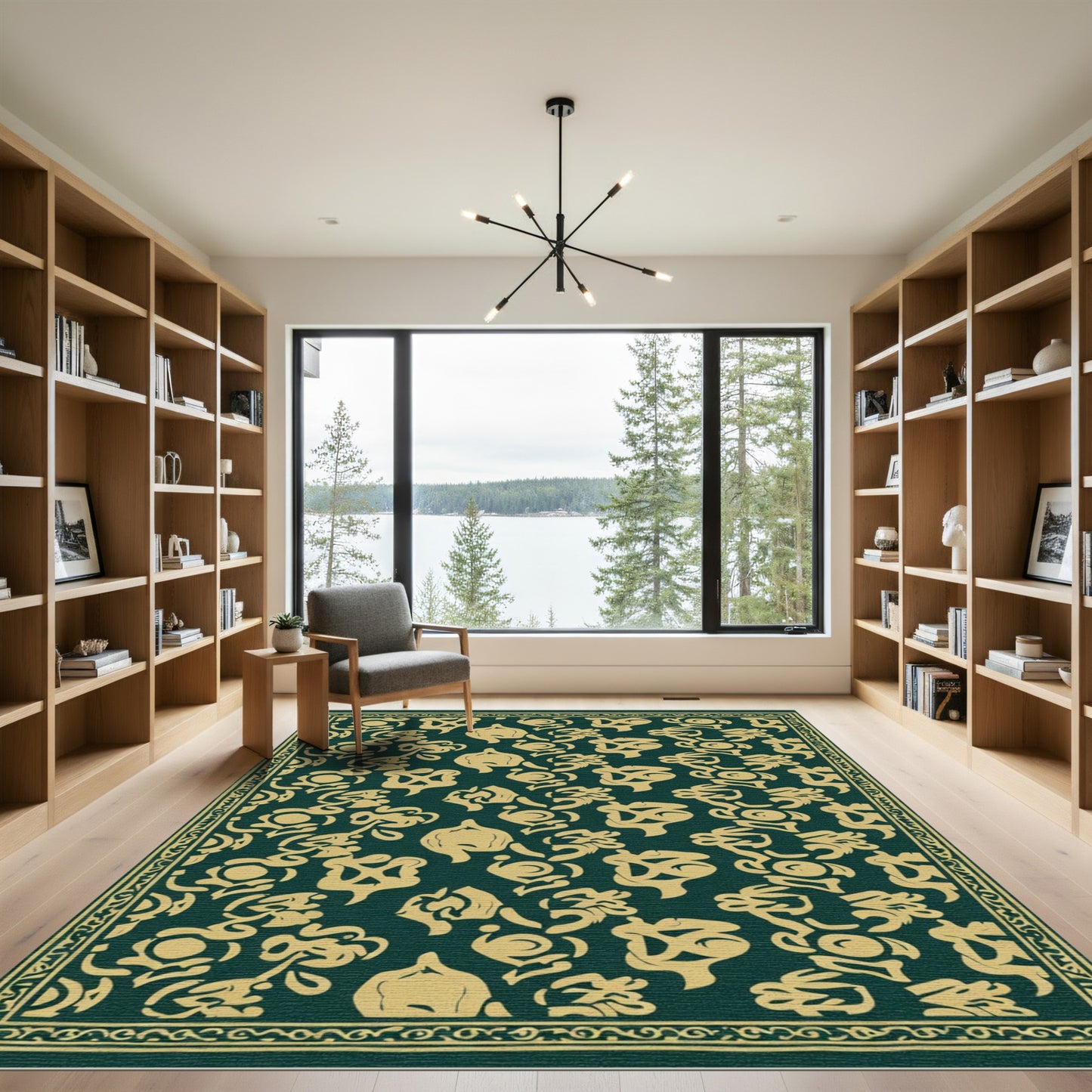 A La Carte Green Yellow Floral Rug