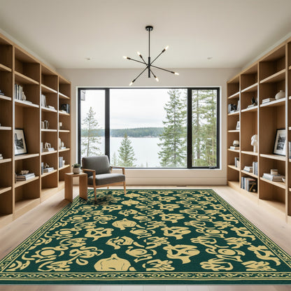 A La Carte Green Yellow Floral Rug