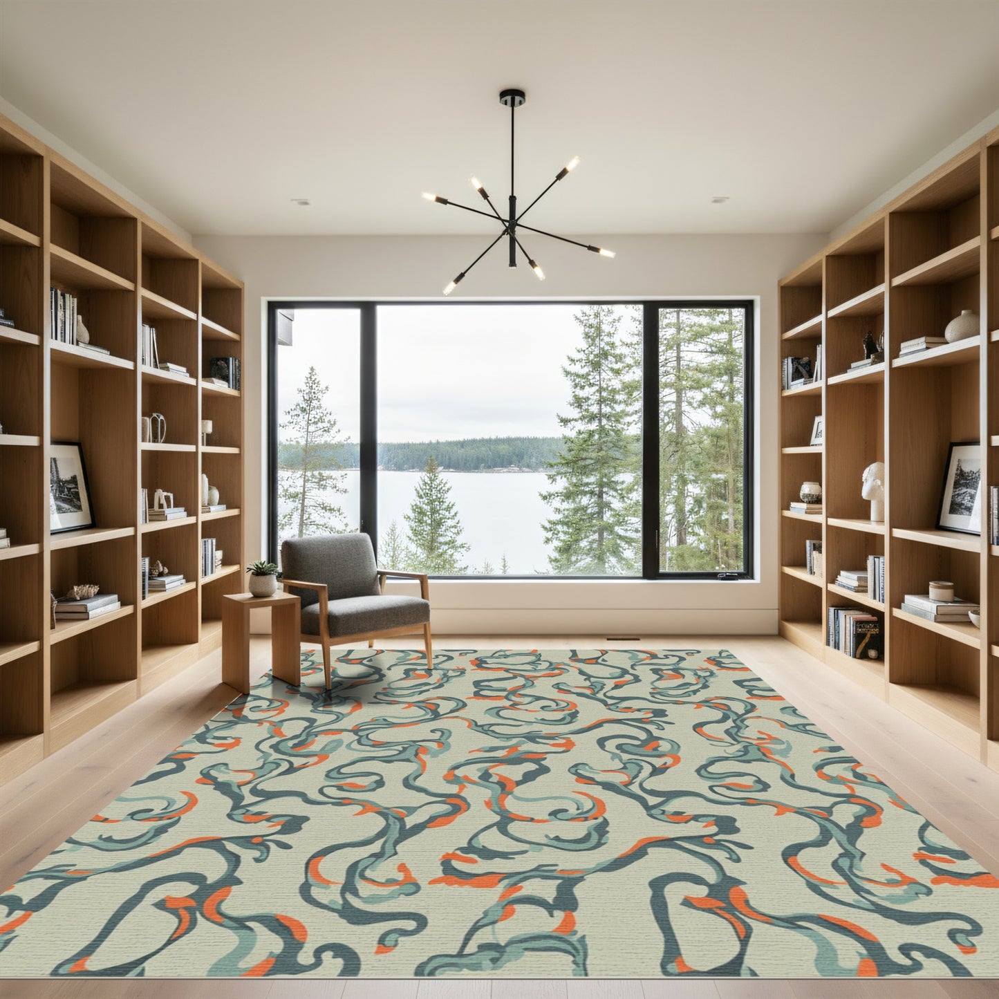 Earthy Swirl Abstract Color Splash Rug