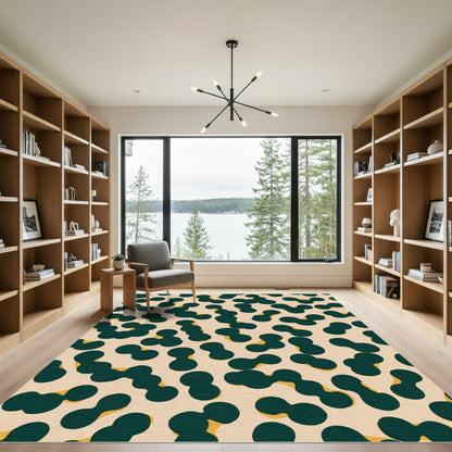 Dark Teal Abstract Organic Blobs Rug