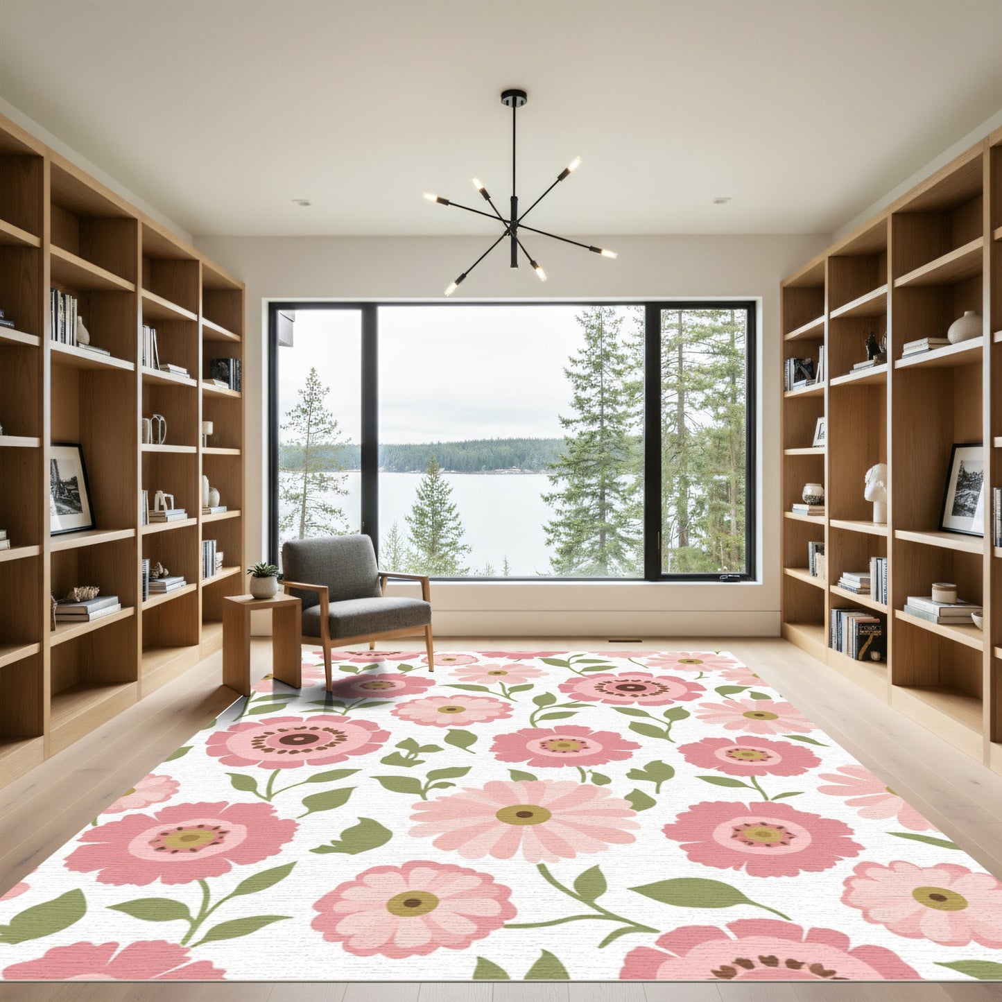 Vintage Blush Pink Floral Garland Rug
