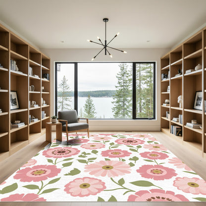 Vintage Blush Pink Floral Garland Rug