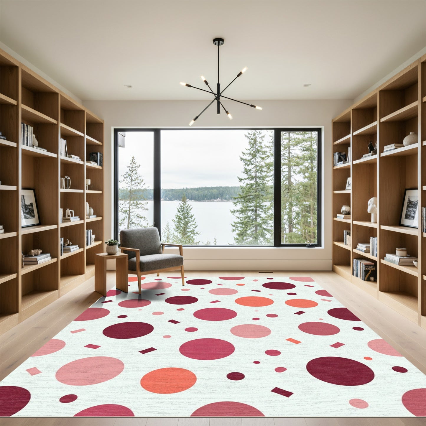 Crimson Pink And Coral Dots Rug