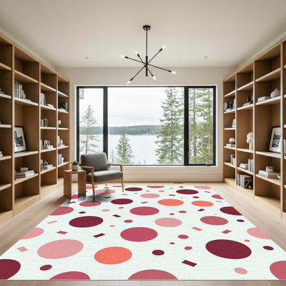 Crimson Pink And Coral Dots Rug