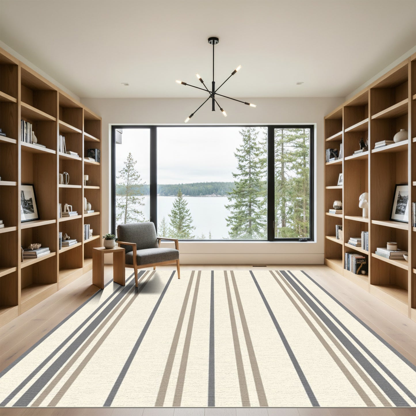 Neutral Toned Vertical Stripe Rug
