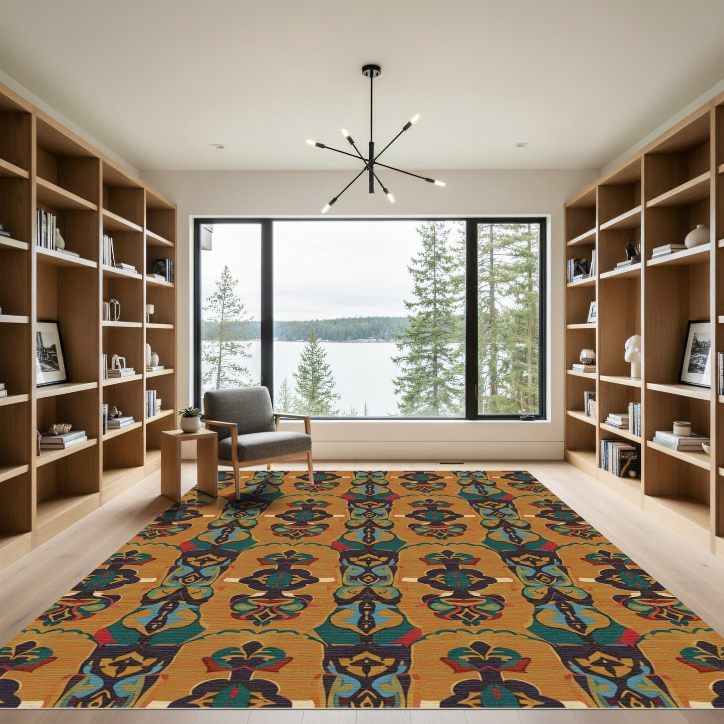 Ochre Medieval Motif Statement Rug