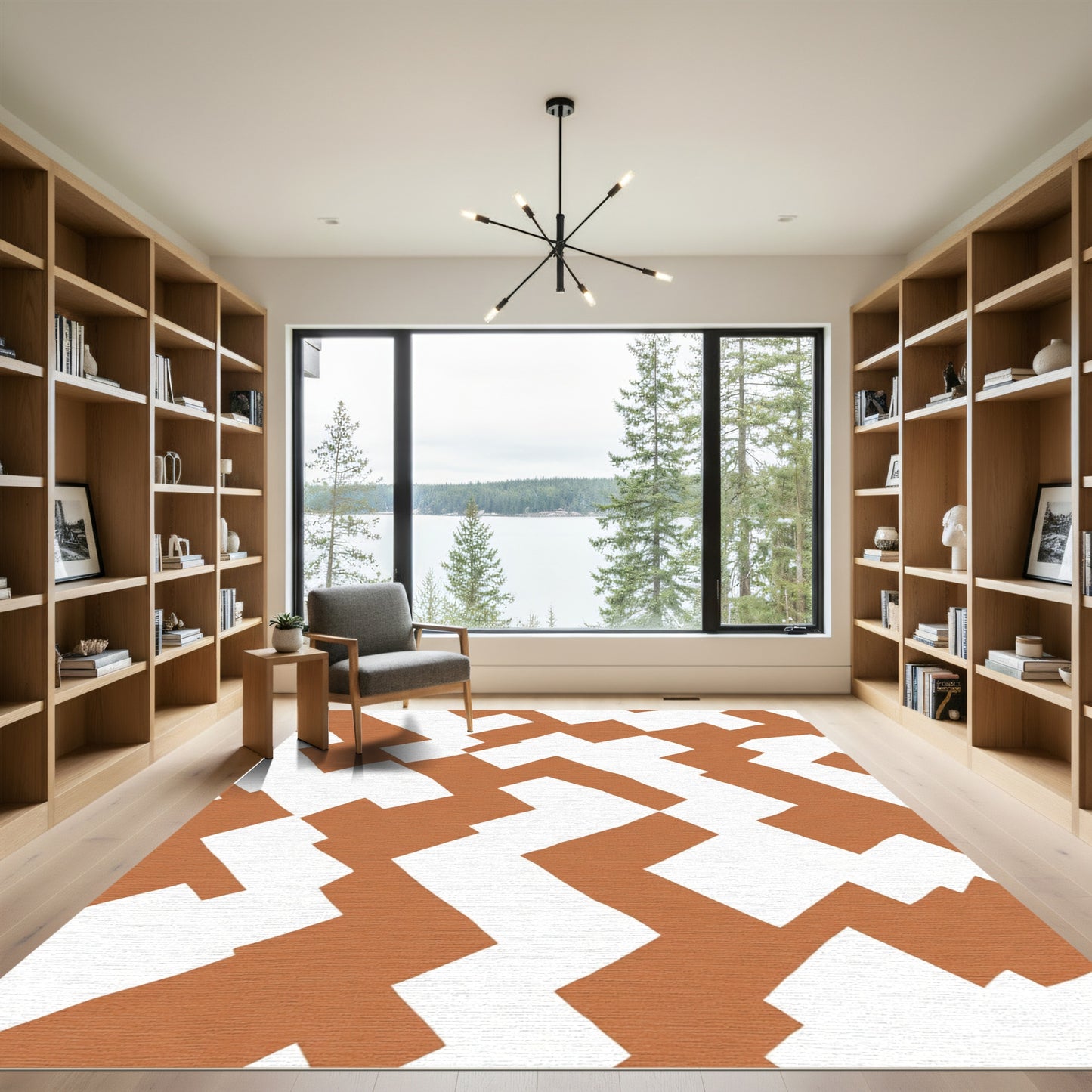 Terracotta White Jagged Zigzag Rug