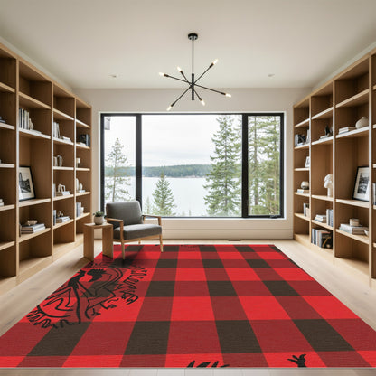 Red Black Buffalo Check Figures Rug