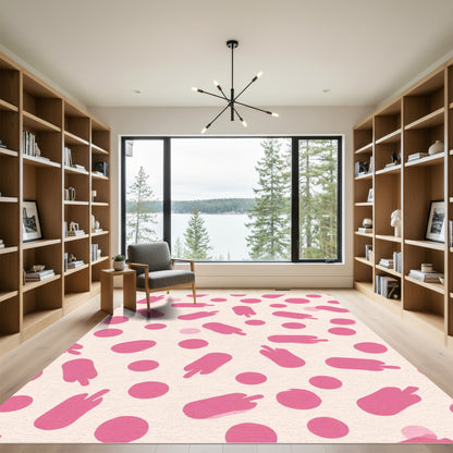 Playful Pink Blob Circles Rug