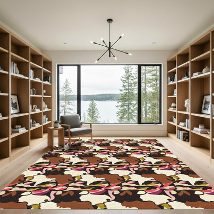 Retro Abstract Camouflage Organic Shapes Rug