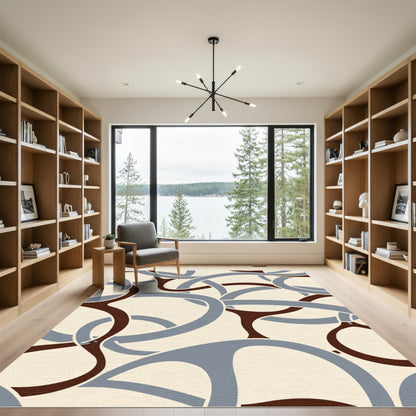 Cream Ground Interlocking Swirl Ribbons Rug