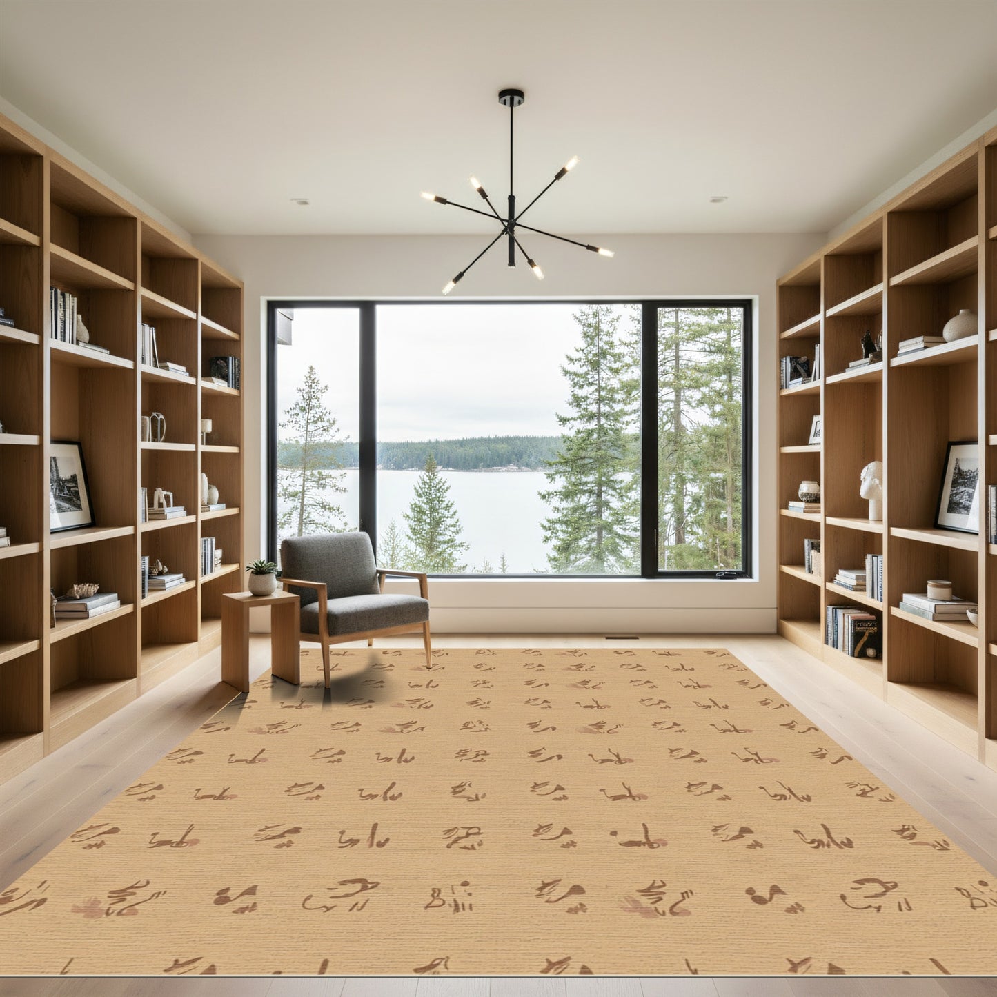 Earthy Brushstroke Calligraphy Scatter Rug