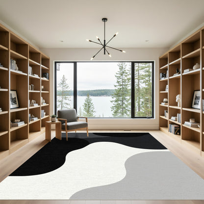 Monochrome Abstract Blobs Rug