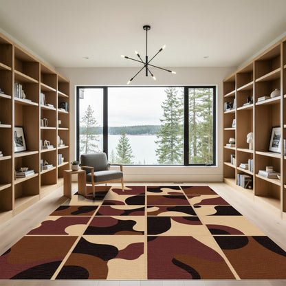 Terra Cotta Organic Abstract Squares Rug