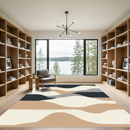 Modern Abstract Landscape Waves Rug