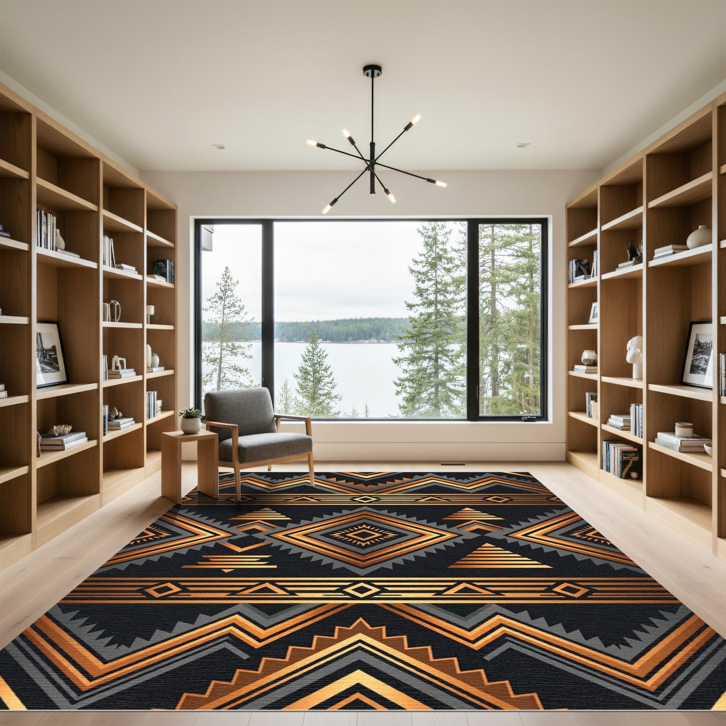 Golden Bronze Geometric Tribal Rug