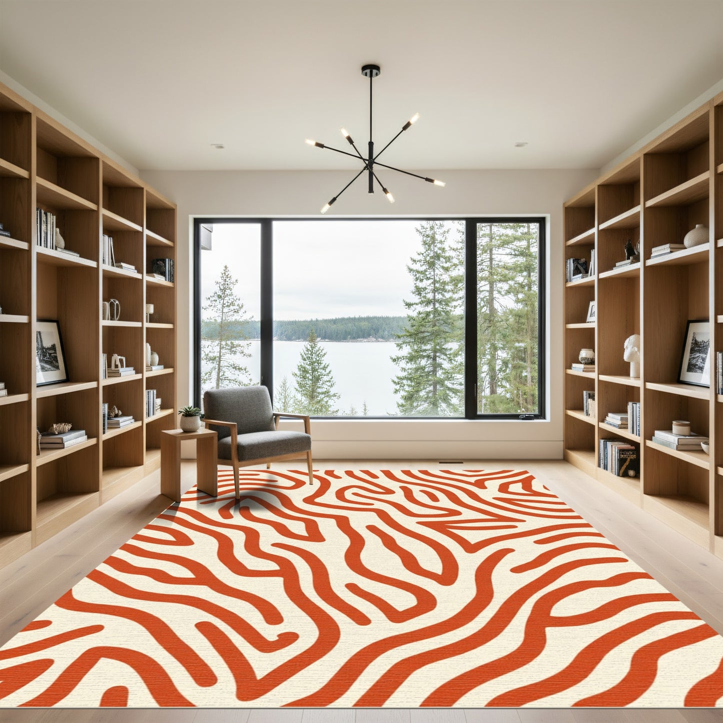 Bold Red Organic Lines Rug