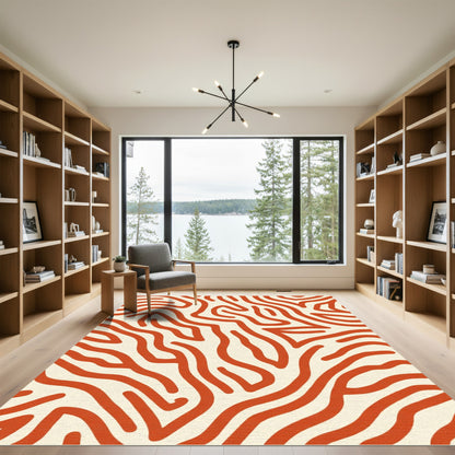 Bold Red Organic Lines Rug