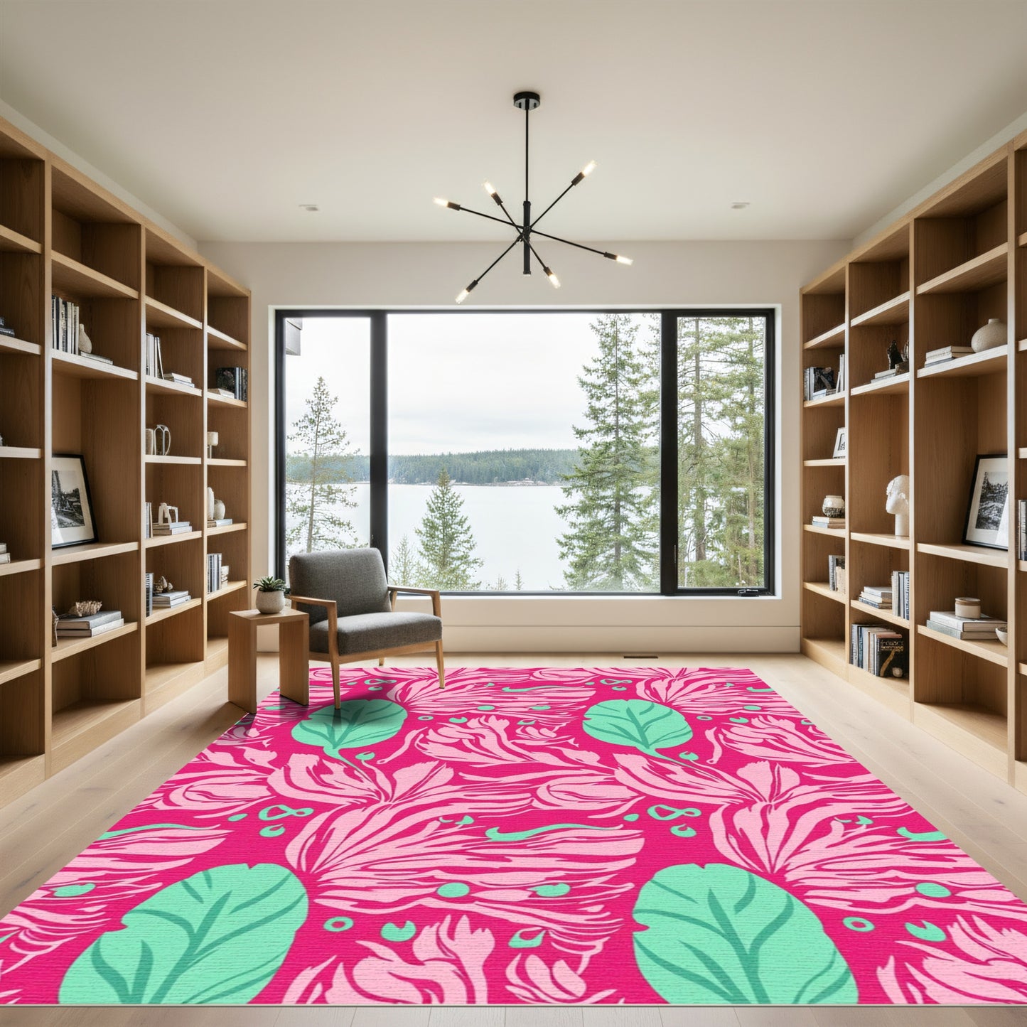 Hot Pink Tropical Floral Sweep Rug