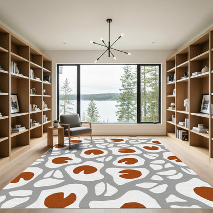 Abstract Organic Brown and Gray Forms Rug