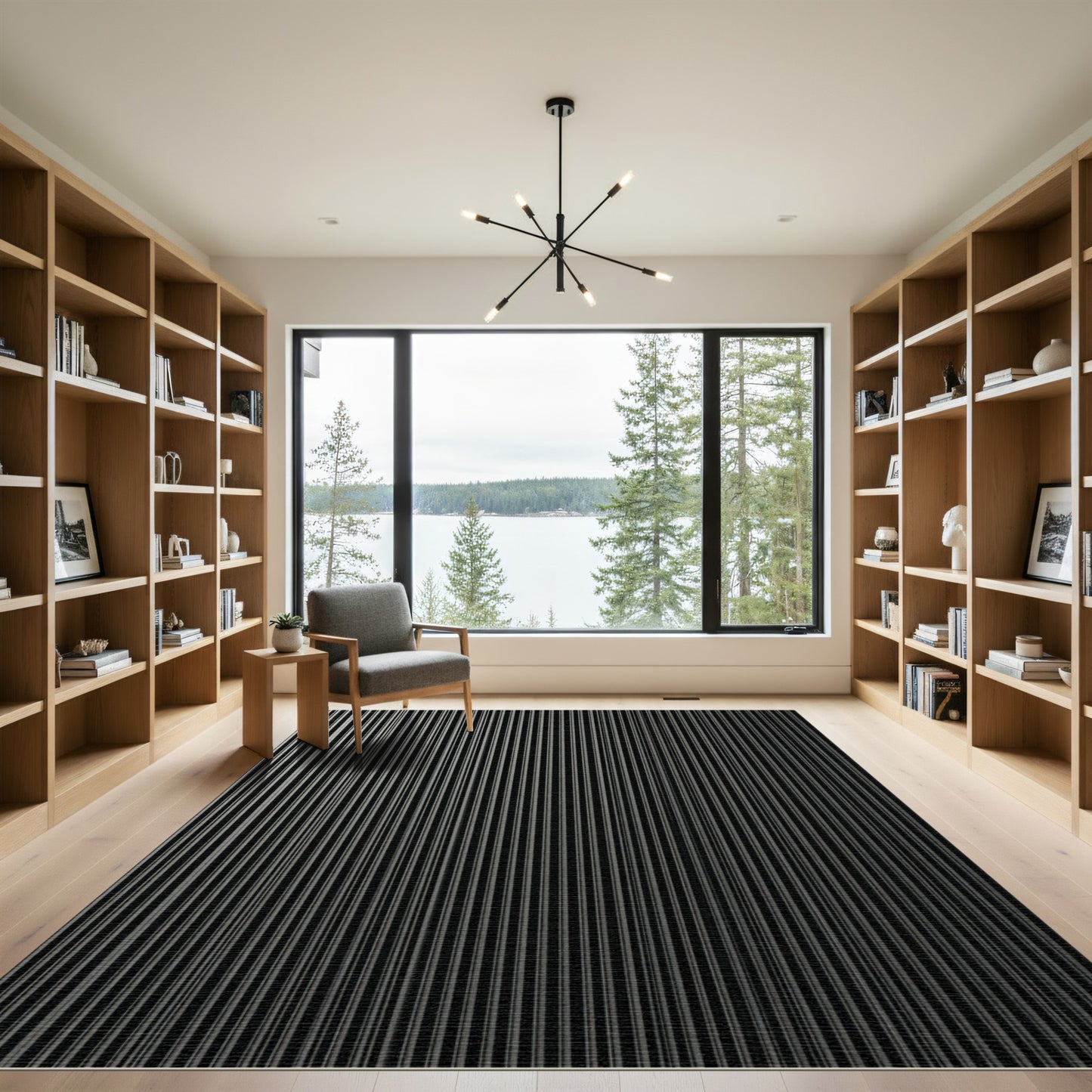 Monochromatic Parallel Line Art Rug