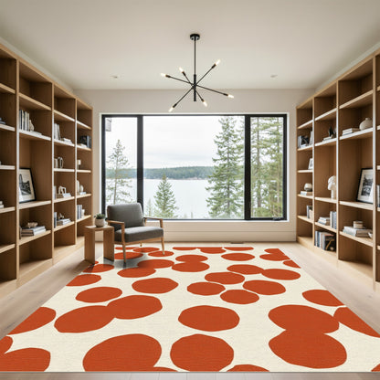 Burnt Orange Dots Abstract Composition Rug