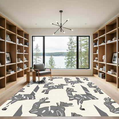 Gray Abstract Deer Stripes Rug
