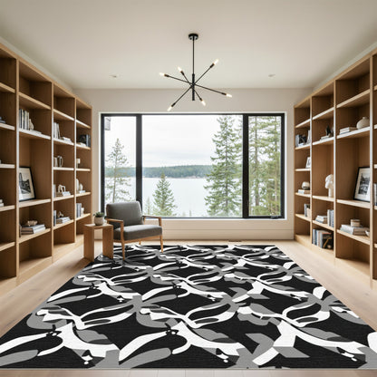 Monochromatic Abstract Interlocking Forms Rug