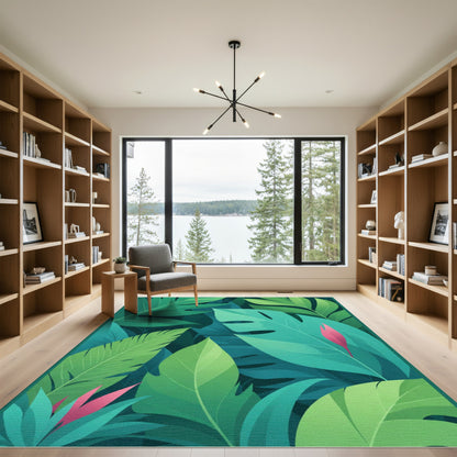 Verdant Jungle Leafy Botanical Abloom Rug