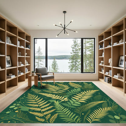 Golden Fern Botanical Forest Rug