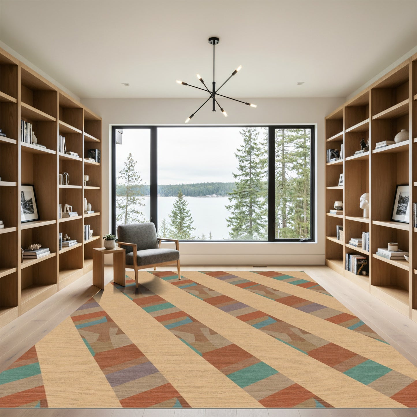 Warm Tones Diagonal Stripe Collage Rug