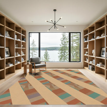 Warm Tones Diagonal Stripe Collage Rug