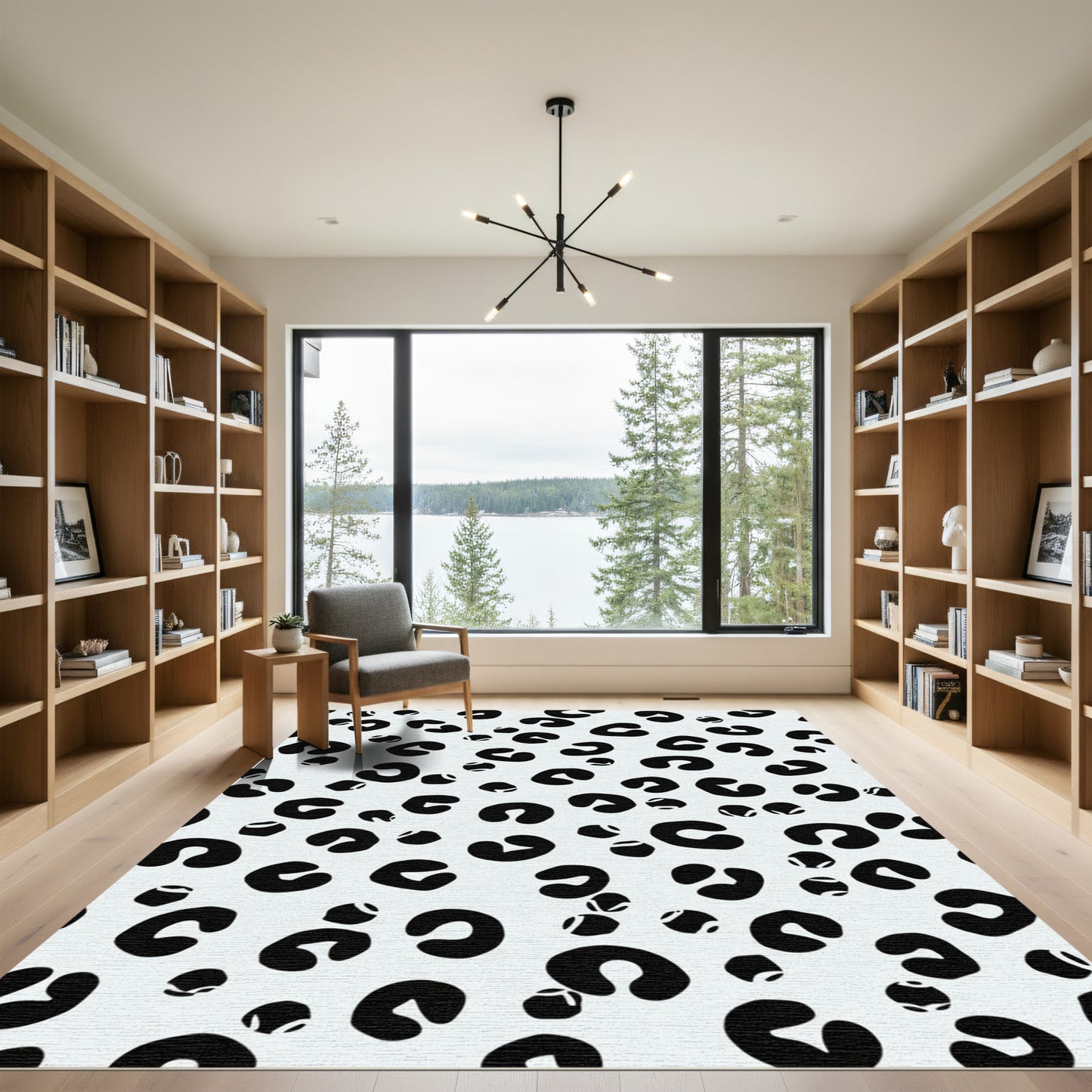 Black Dalmation Spots Abstract Rug
