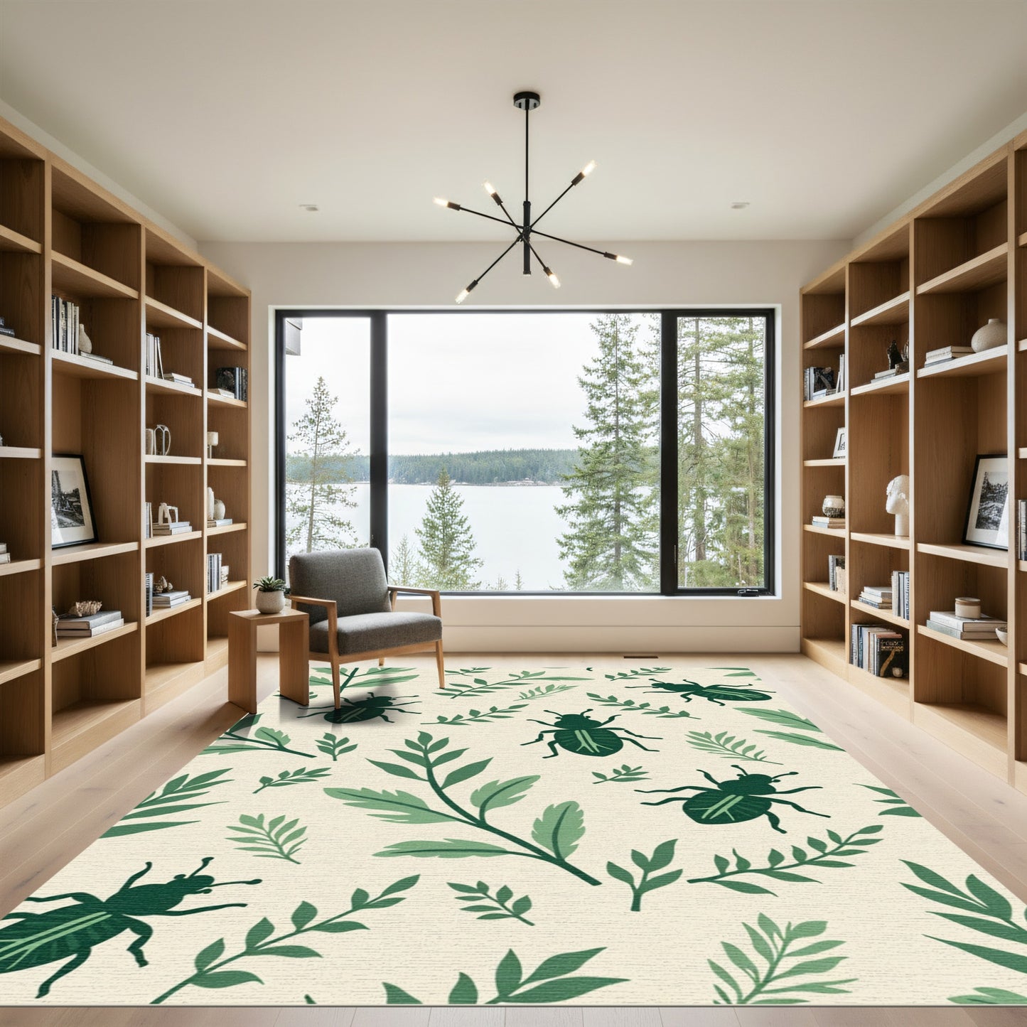 Dark Green Beetles Foliage Background Rug