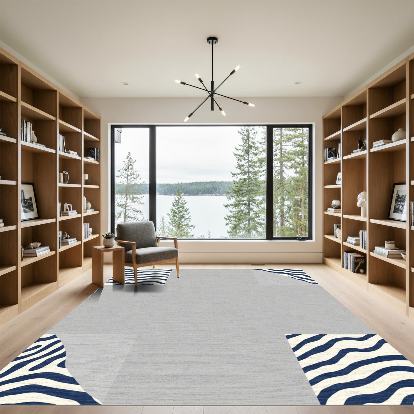 Navy Blue Organic Stripe Rug