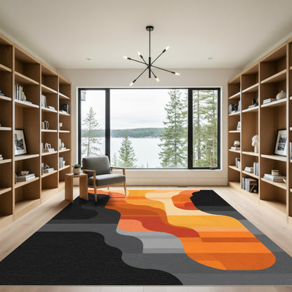 Bold Orange Abstract Flow Rug