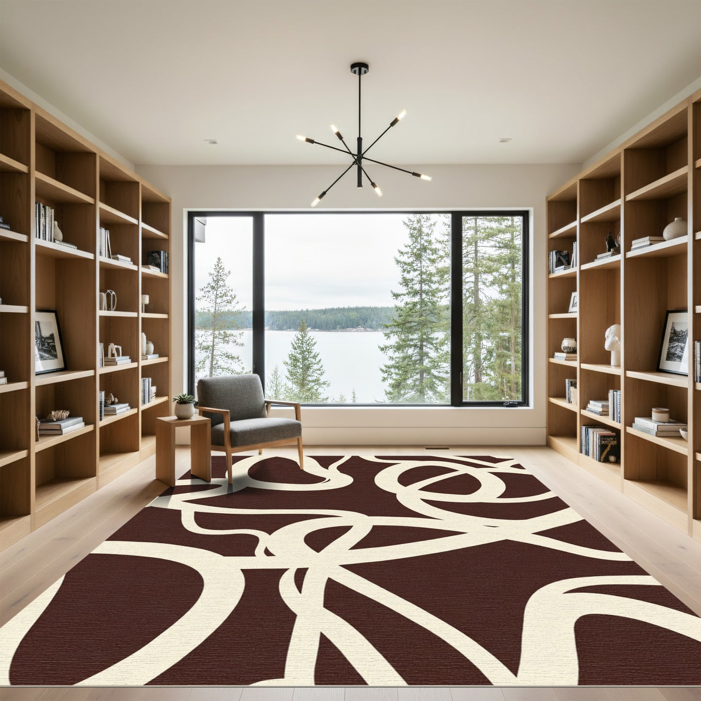 Creamy Swirls Chocolate Abstract Rug