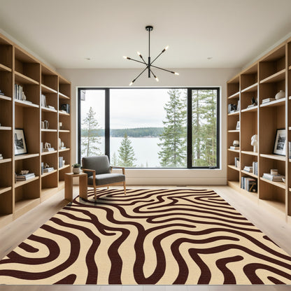 Organic Zebra Stripe Brown Abstract Rug