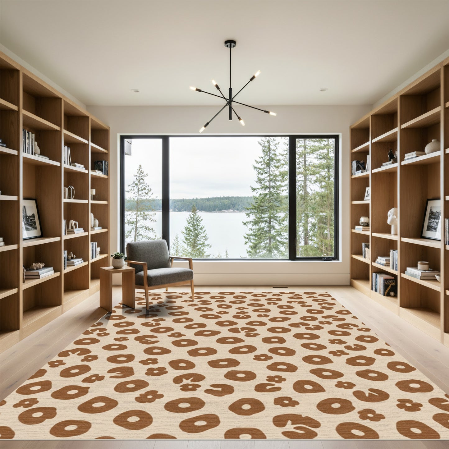 Brown Leopard Floral Scatter Rug