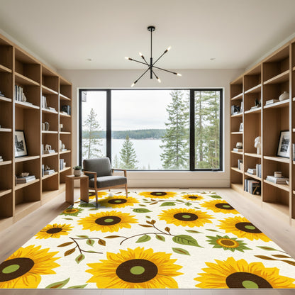 Sunny Yellow Sunflower Garden Rug